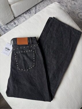 NWT Princess Polly saving up mid rise straight leg studded jeans